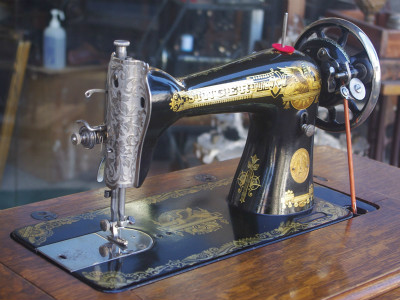 SINGER 15K シンガー製 オーク仕様 2段引き出しの足踏みミシン