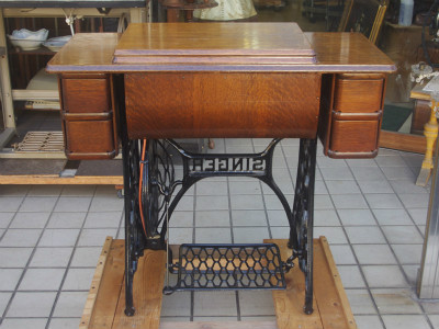 SINGER 15K シンガー製 オーク仕様 2段引き出しの足踏みミシン